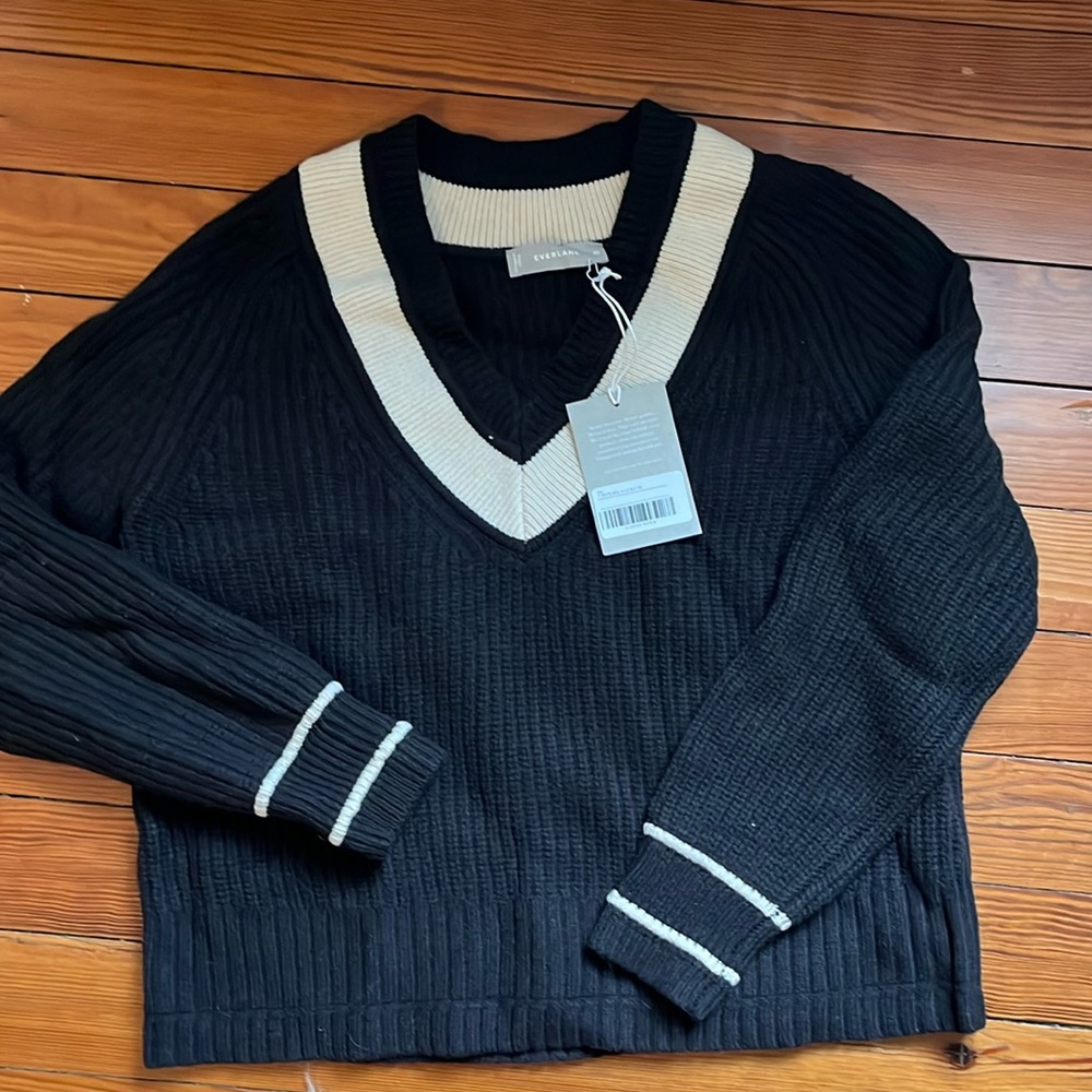 NWT 100% Wool v-neck preppy sweater xs